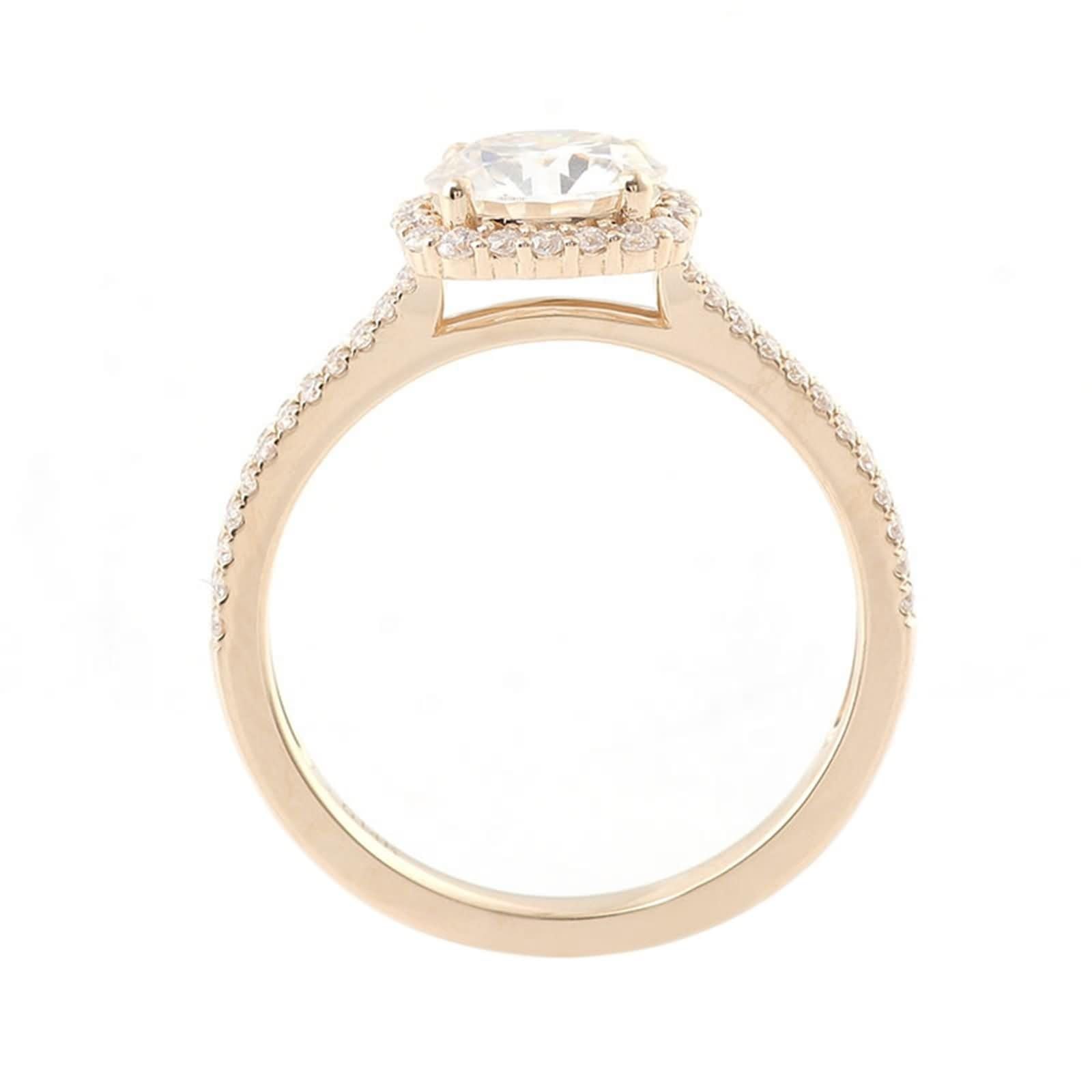 AMDXD Echt Gold Schmuck Gold 9K/14K/18K Verlobungsring, 4 Klaue Freundschaftsringe mit 1ct Moissanit, Pärchen Ringe Au 375/585/750 Gelbgold, Gr.47-62