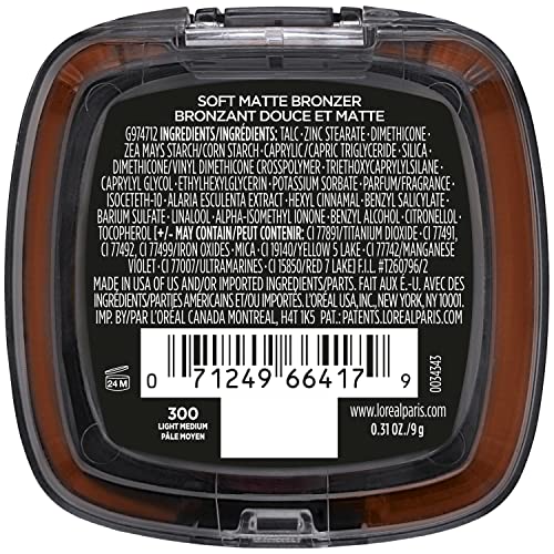 L’oréal Paris Infallible Up To 24H Fresh Wear Soft Matte Longwear Bronzer. Waterproof, Heatproof, Humidity And Sweatproof, Light Medium, 0.31 Oz #TOP1