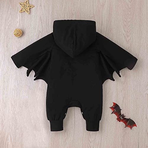 Infant Boys Girls Halloween Long Sleeve Romper Letter Prints Cartoon Cosplay Hoodie Jumpsuit Little (Black, 9-12 Months) #TOP2