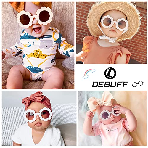 Debuff Baby Polarized Flower Sunglasses Flexible Bendable Frame With Strap For Infant Girls Boys Age 0-24 Months #TOP1