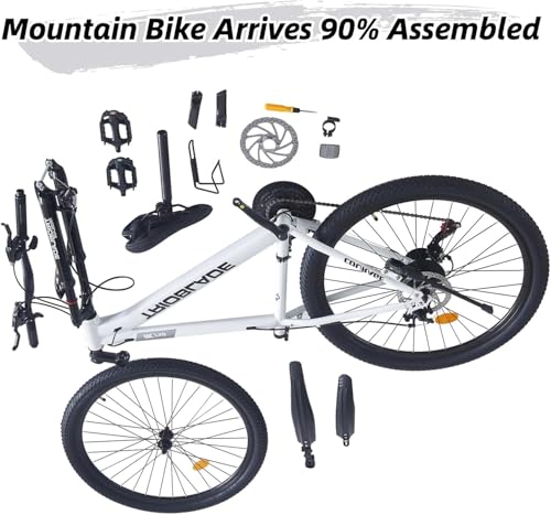 LSBIKE 24 26 27.5 29Inch Mountain Bike 21 Speed Drivetrain Hardtail Bicycle Mens Women Mountain Bike With Shock Lightweight Sport Cycling Bike for Adult with Mudguard MTB Bicycle (Black, 24inch) - Image 5