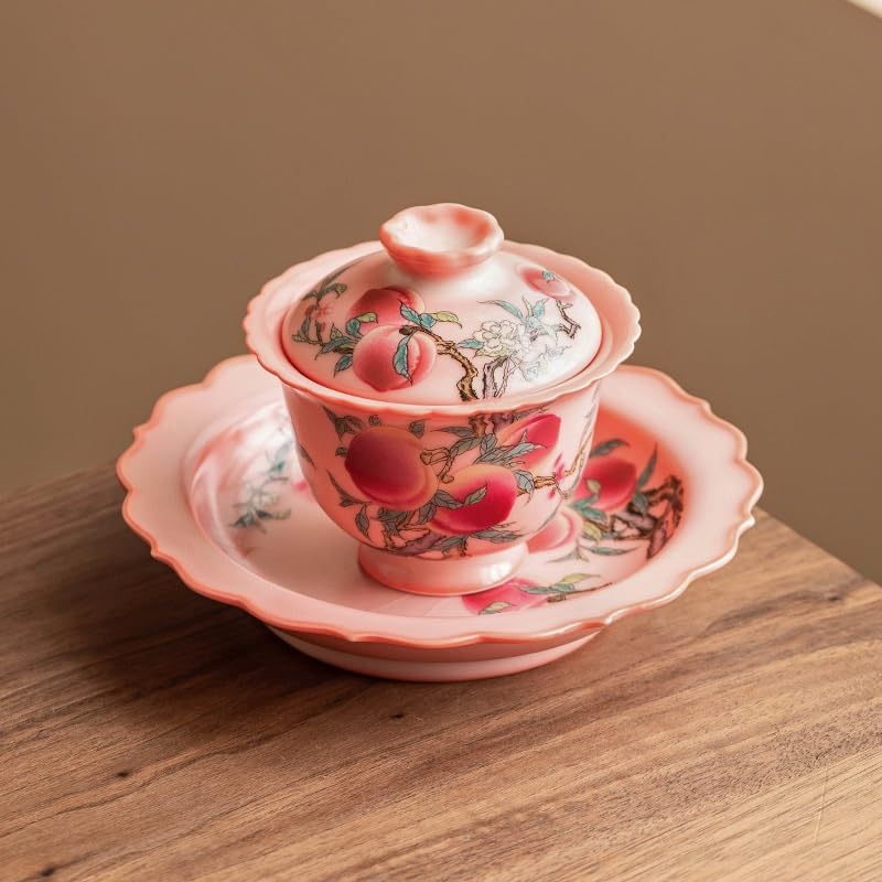 Zestaw filiżanek do herbaty Honey Peach Master Teacup w stylu chińskim Kung Fu, ceramicznych, porcelanowych filiżanek do herbaty, chińskiego zestawu do tradycyjnej ceremonii parzenia herbaty (Miodow