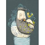 NOVELOVE Wandkunst Bild Cartoon Bart Rohr Seemann Landschaft Poster Druck Leinwand Malerei Geschenk ohne Rahmen 40 * 60cm