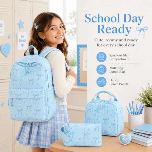 LEDAOU Backpack for Girls Teens Kids Bookbag Girls Backpack Set School Bag Daypack with Lunch Bag and Pencil Case by LEDAOU - Used condition - Image 2