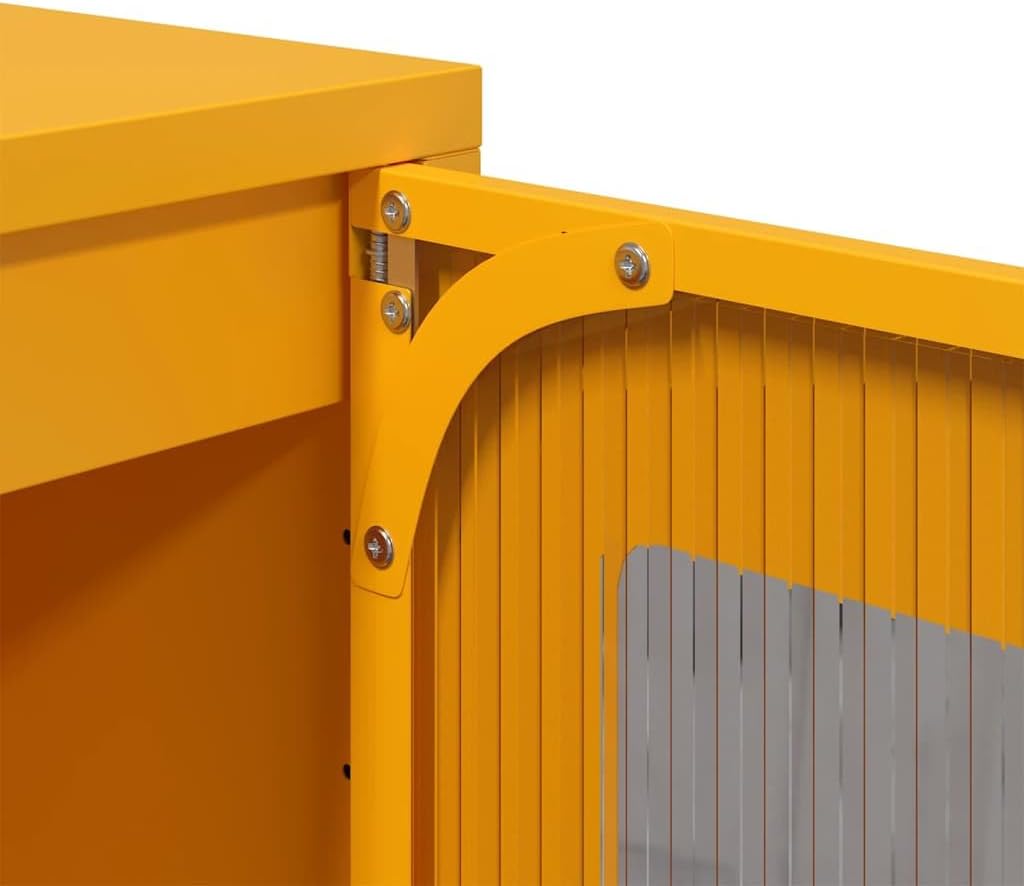 Close-up of the door hinge mechanism on the vidaXL Steel Sideboard
