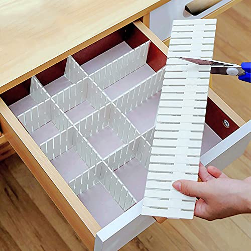 GesangF 40 Pcs Diy Grid Drawer Divider Adjustable Drawer Storage Organizer ​​for Socks Underwear Makeup Kitchen Dresser Can Help Tidy Office Desk Clinic Bedroom(32cm×7cm)