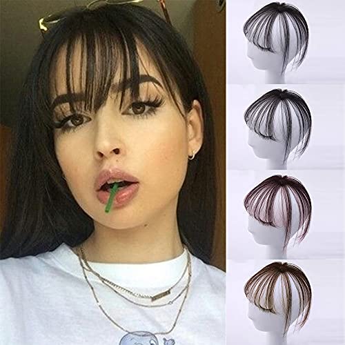 XIAOYAOJING Bangs Wig Hair Clip to Secure Wig Bang Extensions Natural Air Bangs 100% Human Hairpiece 12 cm Length(dark brown)