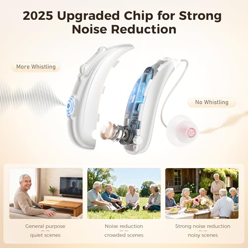 Hearing Aids for Seniors,Hearing Aids with Bluetooth, Rechargeable Hearing Aids with LED Digital Display, Intelligent Noise Cancellation, 5 Levels of Volume Adjustment, Hearing Amplifiers with APP, Easy to Use and Clear Sound - Thumbnail 6