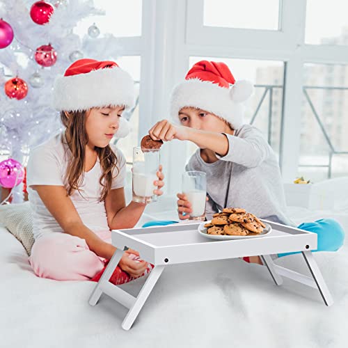 Artmeer Bed Tray Table with Folding Legs,Bamboo Breakfast in Bed for TV Table, Laptop Computer Tray,Eating,Snack Tray (White) Large Size by Artmeer - Image 3