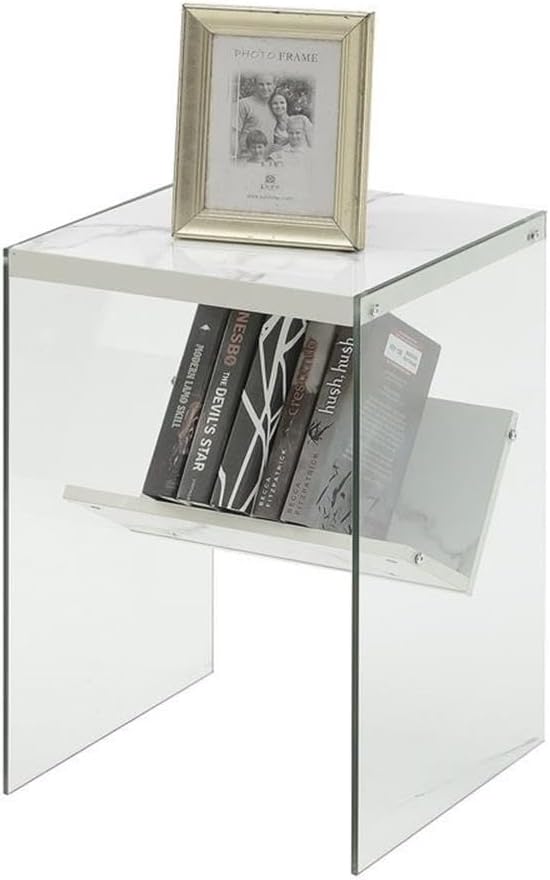 Convenience Concepts SoHo End Table, Faux White Marble, 15.75 in x 16.5 in x 23.75 in