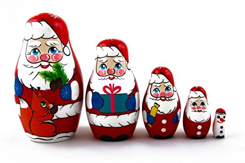 Matryoshka Matreska Babuska Russian Nesting Wooden Doll Kind Santa Claus Babouska Matrioska 5 Pcs Stacking Hand Painting Beautiful Nested Craft Matriosjka Matrioska #TOP4