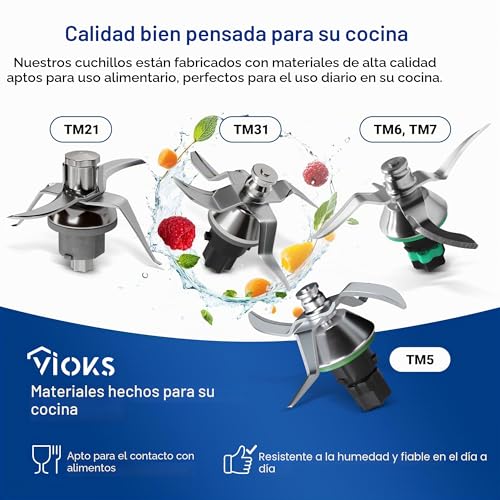 Miniatura 8 de Vioks Cuchilla De Repuesto Para V Rwerk Therm Mix Cuchilla Tm6 - Cuchilla De Repuesto De Acero Inoxidable Sus420 Accesorio Para Robot De Cocina Tm6