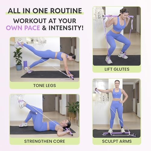 Image of Upgraded Pilates Bar Kit with Resistance Bands (20,30,40,50 Lbs) - Adjustable Pilates Bar Kit for Full Body Workouts - at Home Workout kit for Busy Women - Guided 8 Week Video Program Included
