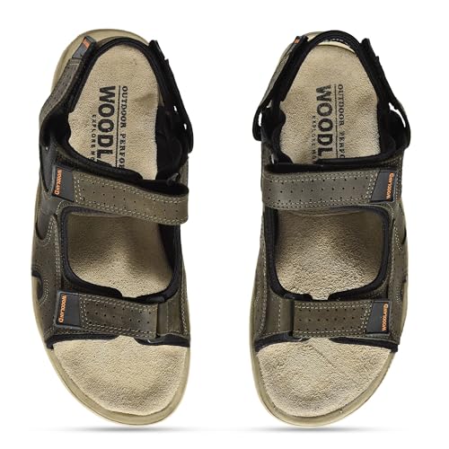 Image of Woodland Men Olive Green Sandal