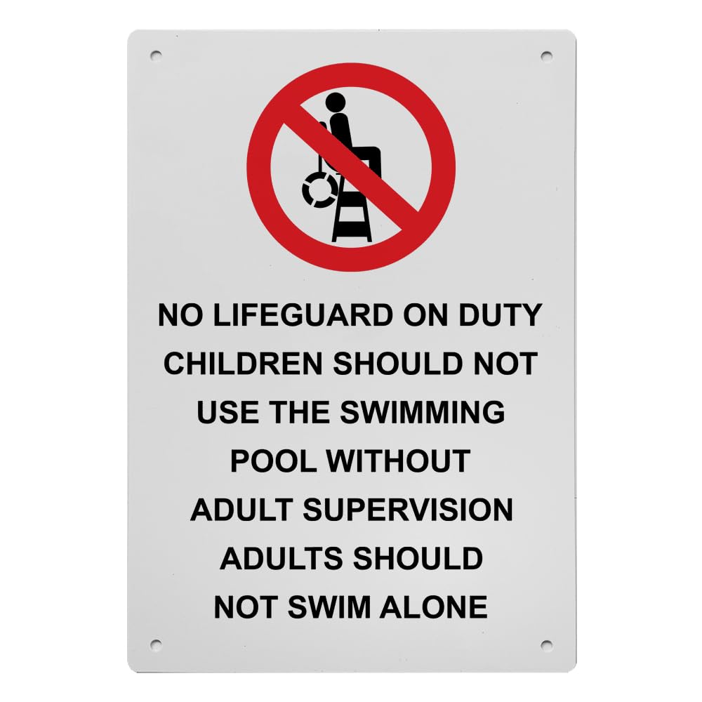 No Lifeguard On Duty Children Sign, 8.5 x 11 in