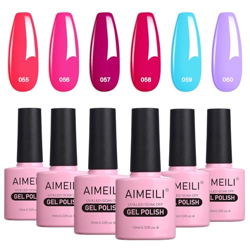 AIMEILI Esmaltes Semipermanentes para Uñas Verano en Gel UV LED, Kit de Esmaltes de Uñas Esmaltes...