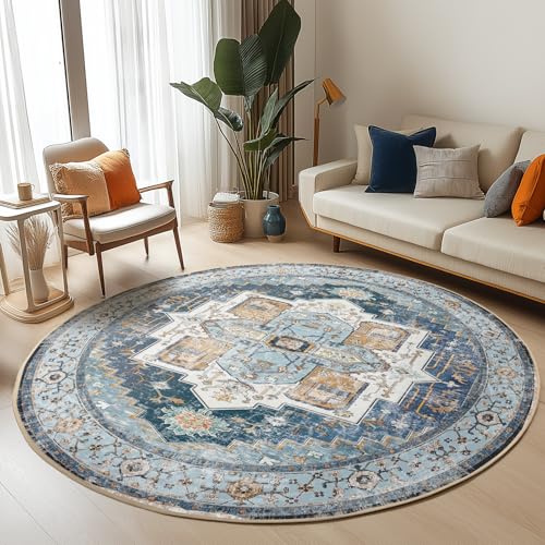 Washable 6ft Area Rugs, Rugs for Living Room, Low-Pile Water&Stain