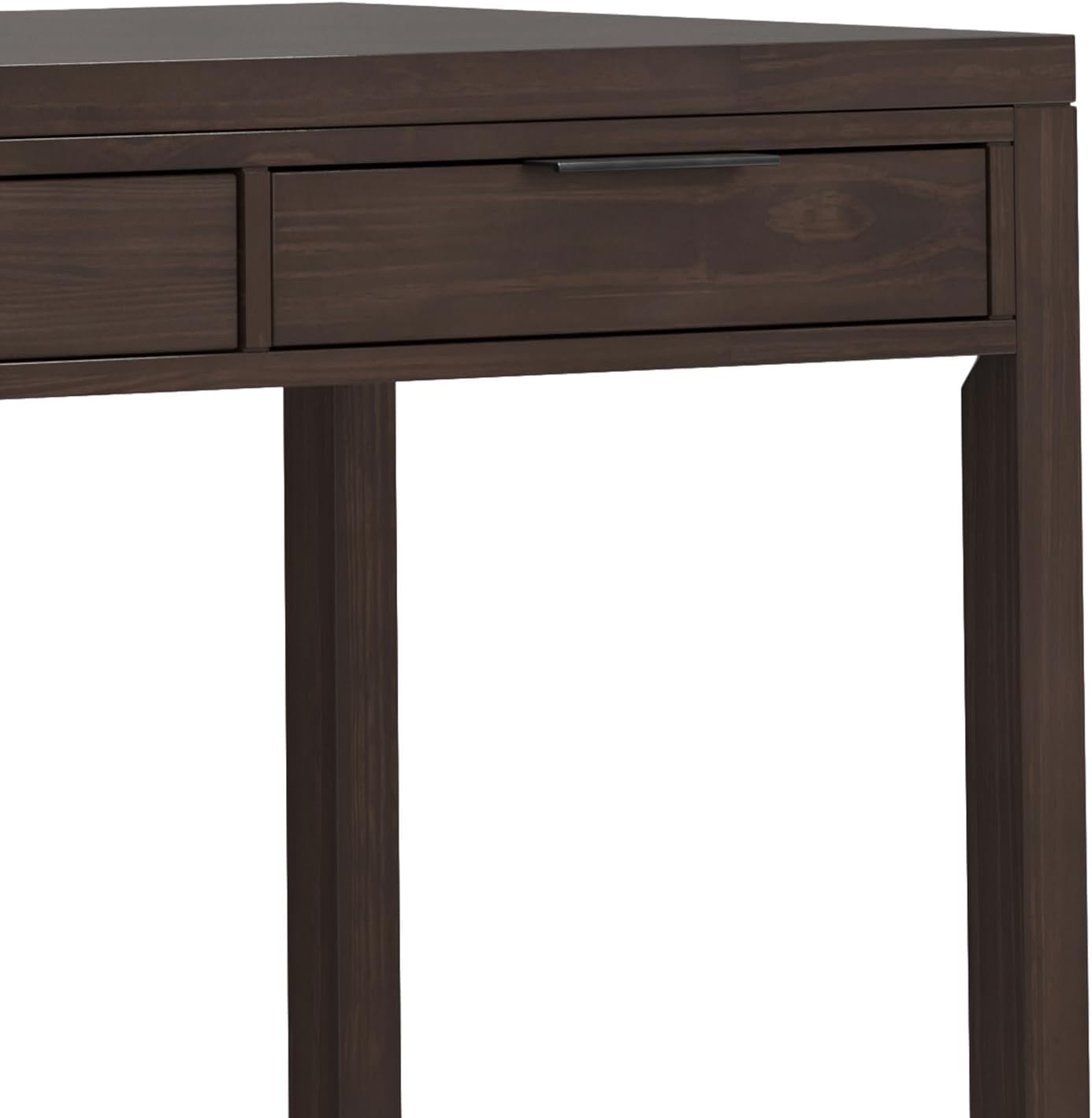 SIMPLIHOME Hollander Desk - 72 Inch Wide Solid Wood Writing Desk in Warm Walnut Brown, Contemporary Modern Home Office Computer Table for Study with 2 Drawers and Flip-Down Keyboard Tray