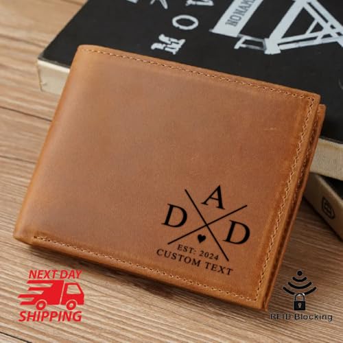 Personalized Leather Wallet For Men Valentine's Gift Custom Slim Wallet Customized Bifold Wallets For Men Engraved Genuine Leather Custom Father's Day Wallet Gift Anniversary Gift For Him Grandpa Gift2