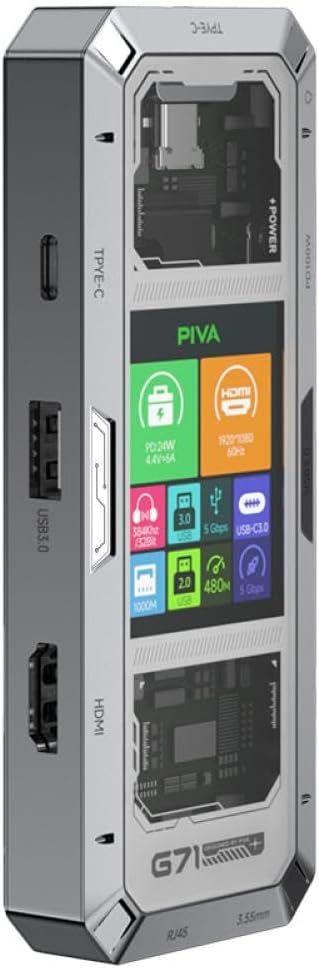 Docking Station 7 en 1 Aluminio Tipo C a HDMI 2.0 USB 3.0 Hub PD 100W