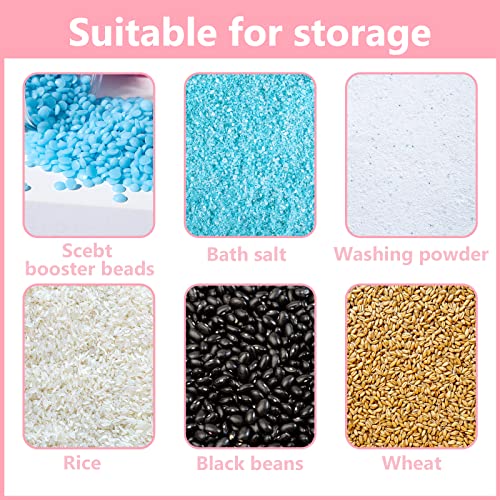 BBG 3L Pink Laundry Detergent Dispenser, Pink Wall-Mounted Scent Booster Beads Container with a Mearsuring Cup, Laundry Organization and Storage, Rice Dispenser, Suitable for Laundry Beads