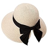 Comhats Faltbarer Strohhut Sonnenhut UPF 50 + mit Sonnen Shade Strand breite Krempe Damen Beige Fancet_89015_Beige, M