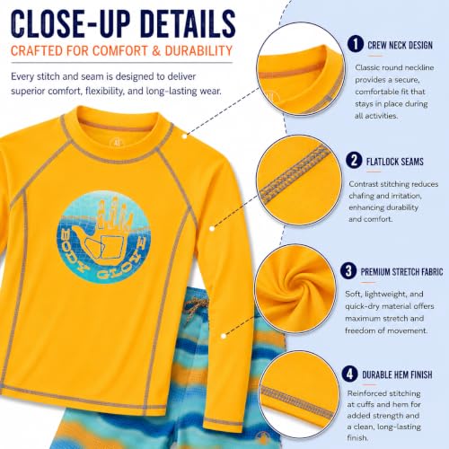 Image of Body Glove Little Boys 2-Piece Rash Guard Swimsuit Set
