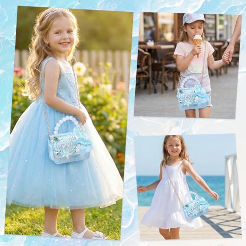 Image of PATPAT Mermaid Sling Bag for Girls,Fashion Cute Hand Bag for Girls Shoulder Stylish Gifts Kids Age 3-8 Purse Cross Body Woman,14x5x11cm