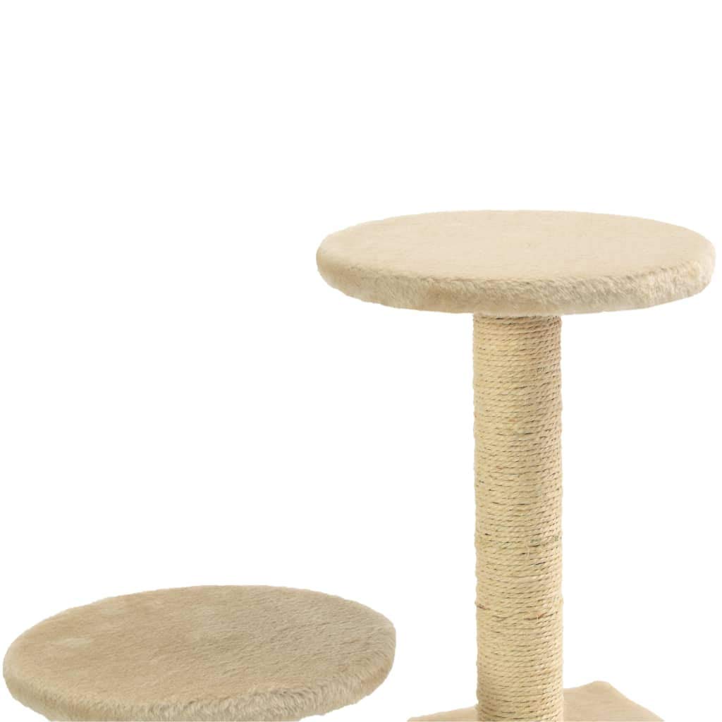 Katzen-Kratzbaum mit Sisalsäulen 60 cm Beige für Kätzchen | Kompakte Kletterhilfe fürs Wohnzimmer mit Kuschelhöhle, Aussichtsplattform und robustem Sisal zum Krallenschärfen.