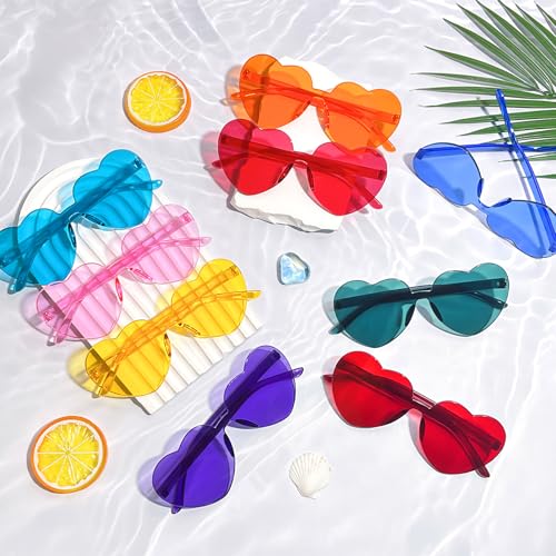 18 Heart Shape Rimless Sunglasses Kids Transparent Party Glasses Colored Eyewear for Boy/Girls Birthday Supplies4
