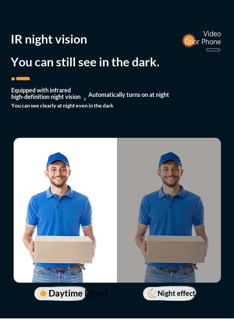 Wireless Ring Battery doorbell with 4.3 inches Screen - Easy Installation, no WiFi Needed, Ideal for Family Outdoor Security