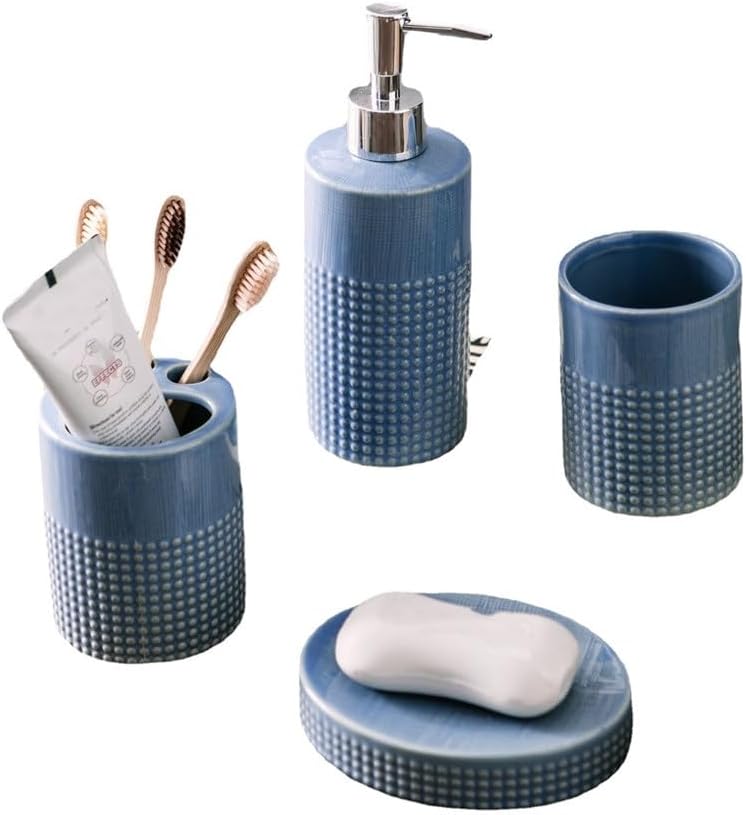 Ceramic Bathroom Group Four-Piece Lotion Bottle Press Hand Sanitizer Toothbrush Cup Toiletries