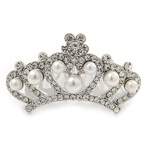 Pente de cabelo Avalaya estilo princesa noiva/casamento/formatura/festa banhado a ródio cristal Swar