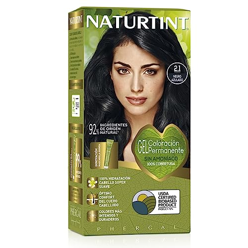 NATURTINT Biobased, Coloración Permanente Sin Amoniaco, Tinte para el Cabello con Ingredientes Naturales, Color Intenso, Natural y Duradero, 2.1 Negro Azulado, 170ml (el empaque puede diferir)