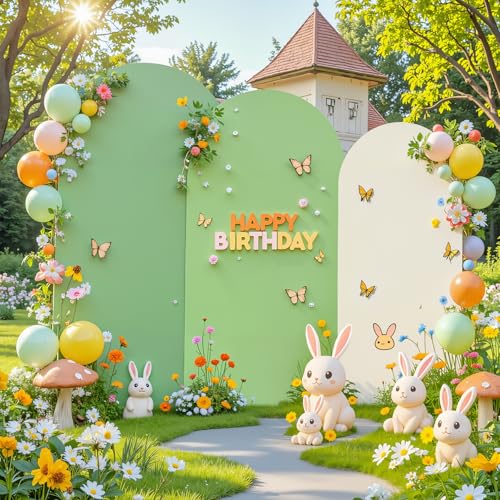 Boho Arch Backdrop Cover 6FT 5FT 4FT Stretchy Wedding Arch Covers Set of 3 Spandex Fitted Sage Green Light Green Cream Fabric Backdrop Cover for Party Baby Shower Birthday Decoration by Tao-Ge - Used condition - US$28.07