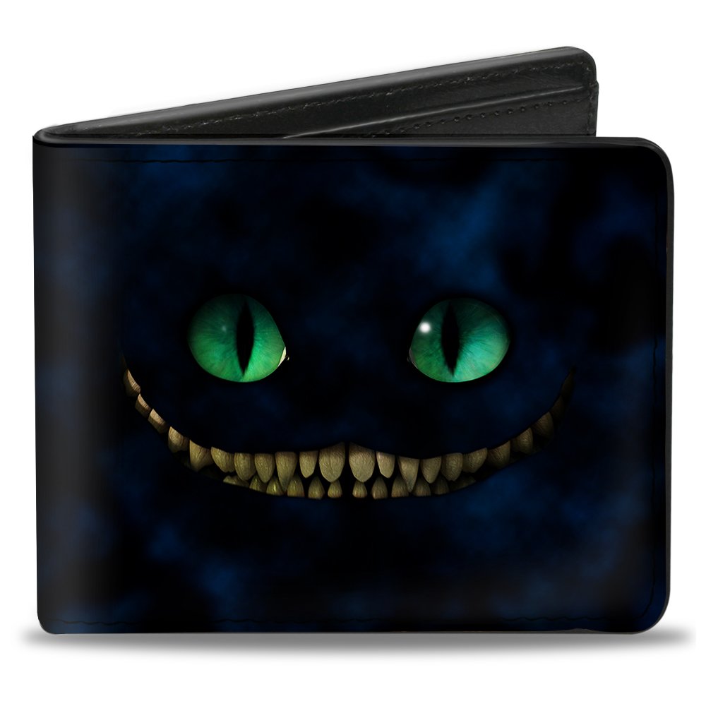 Buckle-Down Men's Tim Burton's Cheshire Cat Eyes & Teeth + Tree Pose Bi-Fold Wallet, Multicolor, Default Size, Multicolor, Default Size