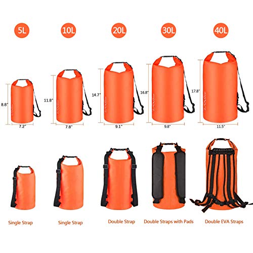 Image of OMGear Waterproof Dry Bag Backpack Phone Pouch 40L /30L /20L /10L /5L Floating Dry Sack for Kayaking Boating Outdoors Activities