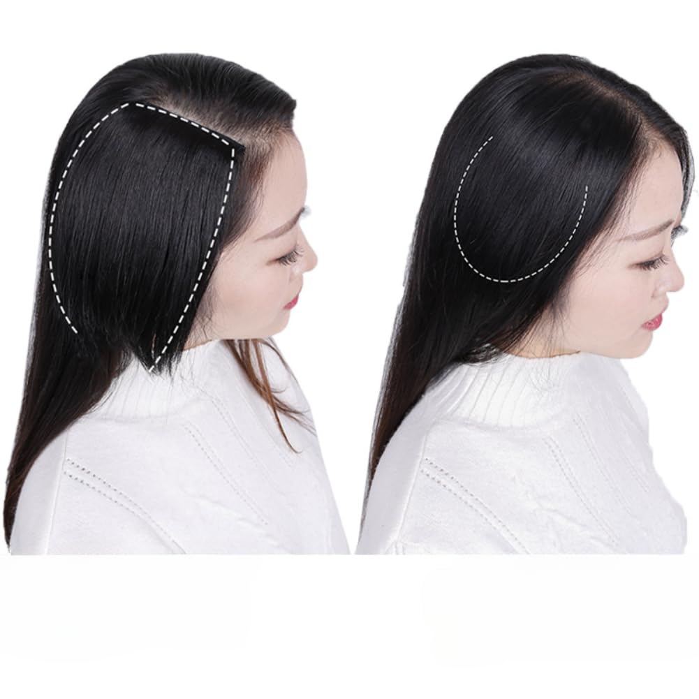 Human Hair Clip In Topper Hairextensionsthe top of the head or sides for Thin Hair Wiglet Hair Pieces for Women (Natural Black - Single Chip,10cm)
