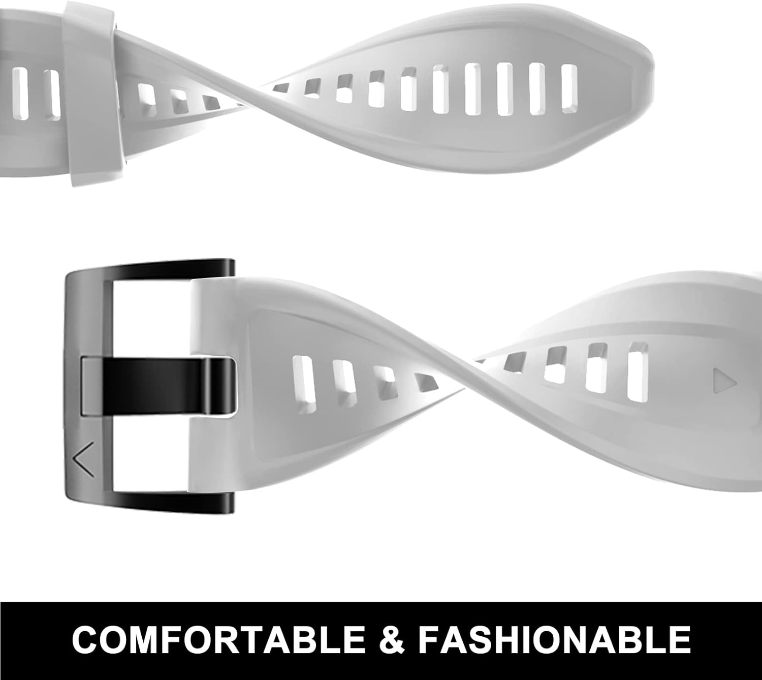 OVERSTEP Compatible with Fenix 7X Band, 26mm Width Soft Silicone Watch Strap for Garmin Fenix 5X/Fenix 5X Plus/Fenix 6X/Fenix 6X Pro Smartwatch (White) - Image 4