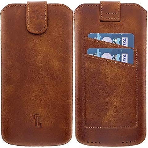 Burkley Mobile Phone Case for iPhone 11 Pro Max Case Leather Case Compatible with Apple iPhone 11 Pro Max - Cowhide Leather Case Sleeve with Card Slot (Antique Saddle Brown) Cover