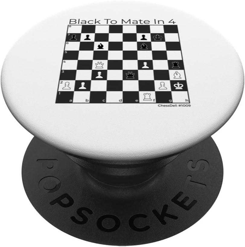 Black To Mate In 4 Find Checkmate Puzzle #1009 Chess PopSockets Standard PopGrip