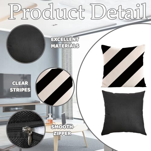 JazRvr Outdoor Kissen, 4er Set Outdoor Kissenbezug Wetterfest, Outdoor Kissen Mit Füllung, 40x40 cm, Schwarz Und Weiß, Für Garten, Balkon Und Wohnzimmer