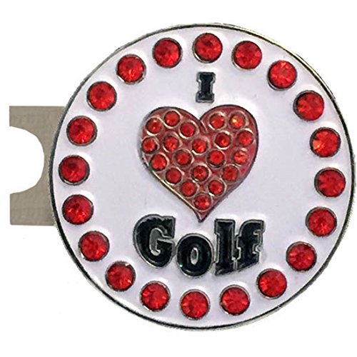 Giggle Golf Par 3 Kit Includes a Golf Towel Terry Velour Material, Tee Bag with 4 Tees, and Bling Golf Ball Marker with Hat Clip - Golf Accessories - Perfect Golf Gift for Women (I Love Golf)