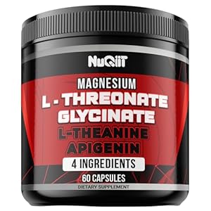 60 Capsules – Magnesium L-Threonate Capsules 500mg Magnesium Glycinate 500mg L-Theanine 200mg & Apigenin 50mg – Impressive Benefits for Support Positive Mood, Immune System, Brain Health & Focus