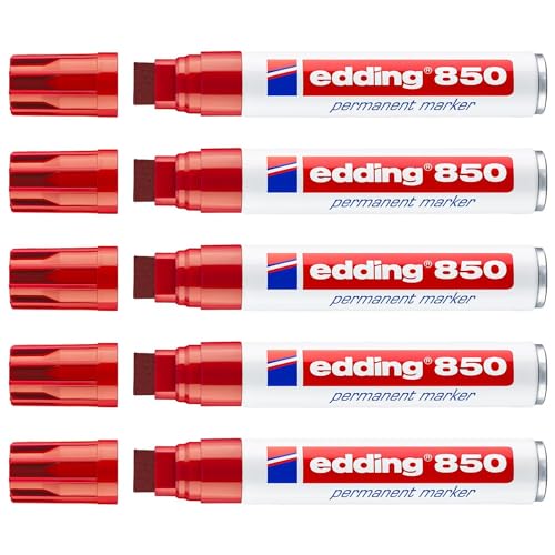 Edding - Rotuladores permanentes (5 – 15 mm, 5 unidades), color rojo