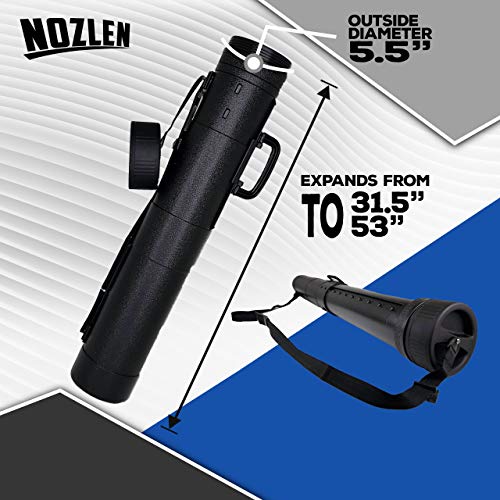 Nozlen Jumbo Document Storage Tube Black - Expandable From 31.5" Up To 53" - Shoulder Strap And Handle Included For Poster Tube Model Dt4201 #TOP2