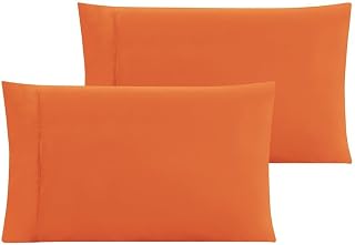 Crescent 2 Pack Orange Pillow Cover, Pillowcases, 100% Pure Natural Cotton Jersey, Soft and Cozy, Envelope Closure, Hypoallergenic, Breathable 20"x 30" (2 Standard Pillowcases 20"x 30", Orange)