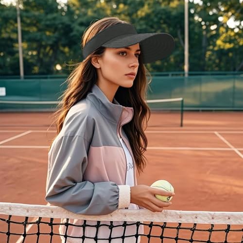 Image of WANDER Sun Visor Hats for Women Wide Brim UV Protection Adjustable Large Golf Beach Cap Packable Travel Sport Visor