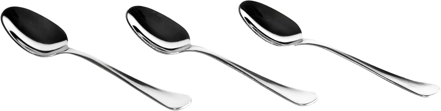 zanetti 590610 Set of 12 Moka Spoons in 18/C Stainless Steel, Boston Model, Polished and Durable Steel, Pack of 12, Made in Italy, 590610