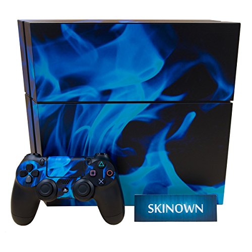 Skinown Whole Body Vinyl Skin Sticker Decal Cover For Playstation 4 System Console And Controllers (Ice Blue Flame) #TOP3